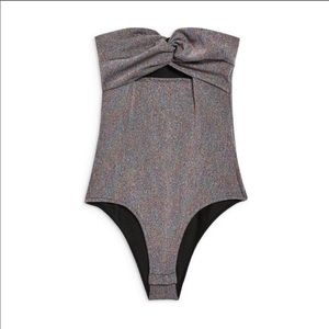 Topshop twist bandeau shimmery bodysuit NWT size 8